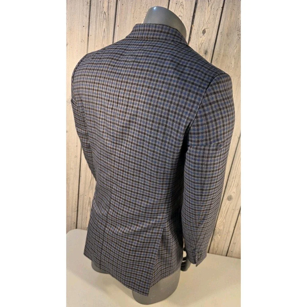 Alan Flusser Check Plaid Two Button Sport Coat Blazer Jacket 40L